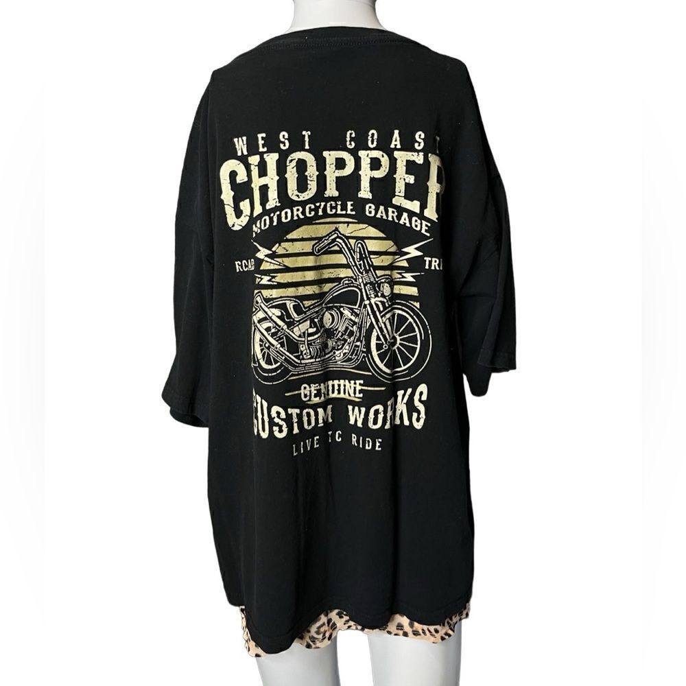 SHEIN West Coast Chopper Short Sleeve Oversized Shirt Black Size Medium